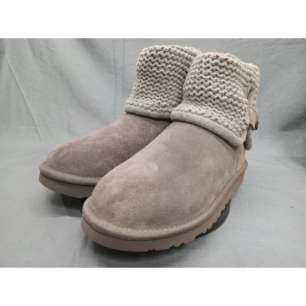 UGG Australia Girls Shaina Fold Down Knit Suede Boots Grey Size 5 NEW NO BOX! - Picture 4 of 11